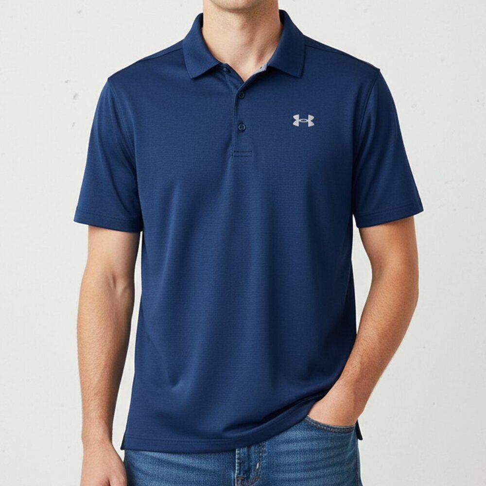 Under Armour HeatGear Men’s Polo Shirt Blue Loose Fit Size Small